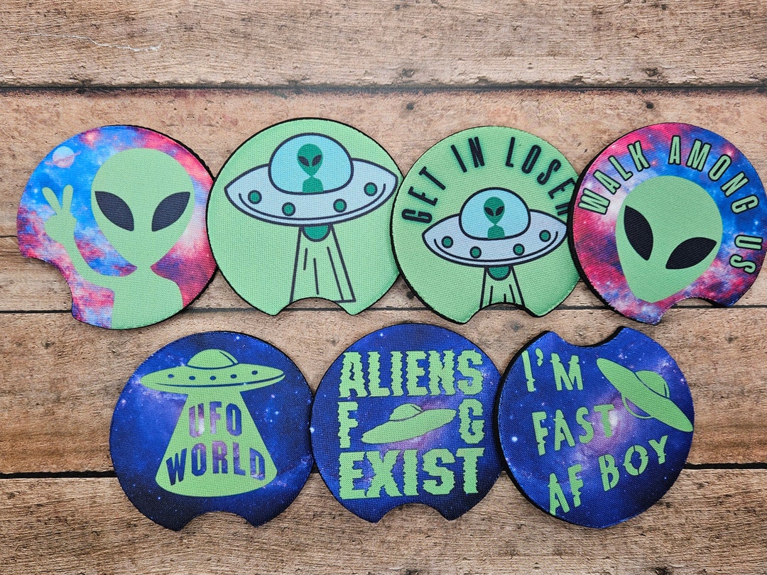 UFO Car Coaster Set | Alien Cookie Car Coaster | Aliens Exist Car ...