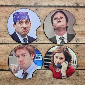 Michael Scott Car Coaster Set | The Office Car Coaster | Prison Mike Car Coaster | Jim and Pam Car Coaster | Dwight Car Coaster |Jim Halpert