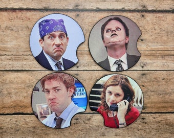 Michael Scott Car Coaster Set | The Office Car Coaster | Prison Mike Car Coaster | Jim and Pam Car Coaster | Dwight Car Coaster |Jim Halpert