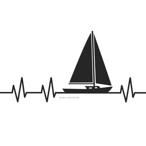 Heartbeat Sailing T-Shirt Digital Sailing Pics SVG/PNG Cut File and quote vector digital sublimation, wallart, t-shirts, mug, png, svg. image 5