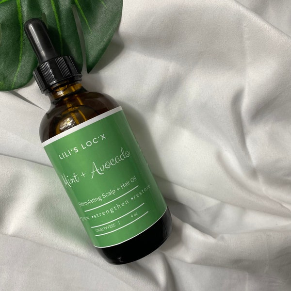 Mint + Avocado Stimulating scalp and hair oil.