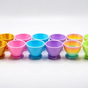 Set 3D-geprinte eierhouders | Pastelkleurige honingraatbekers voor ontbijt (set van 6)