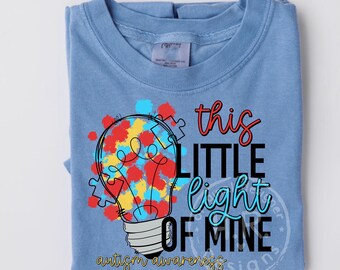 This Little Light of Mine Autism Awareness PNG | Puzzle Sublimation Design (Digital Download)
