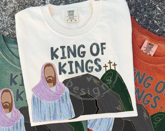 King of Kings Christian PNG Design | Faith Based Shirt Design | Jesus Christian Graphic | Religious Sublimation PNG | Church Apparel Design