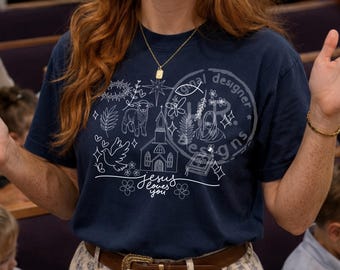 Jesus Loves You PNG | Christian Doodle Shirt Design | Faith SVG Bundle | Church Shirt PNG | Christian Mom Sublimation Design