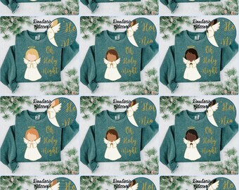 Oh Holy Night PNG, Christmas Angel Sublimation Design, Nativity Scene 12 pc set ANGELS PNG, Religious Holiday Cut File, Jesus Birth Digital