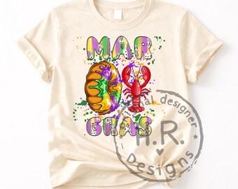 Mardi Gras Lobster PNG | King Cake Mardi Gras Design | Cajun Mardi Gras Shirt | Sublimation PNG