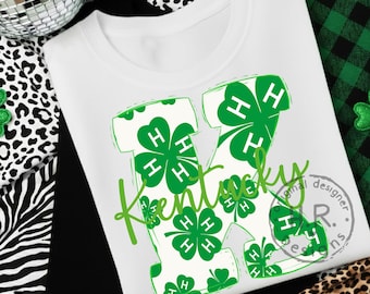 Kentucky PNG | Letter Kentucky | State Shirt Design | Green Clover Sublimation