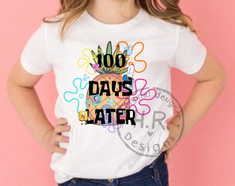 100 Days Later PNG | Retro Pineapple School Design | 100th Day of School Digital Download