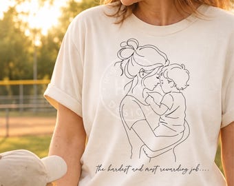 Mother Holding Child PNG, Mother’s Day PNG, Minimalist Mama Line Art PNG, Mom Life Shirt Design, Trendy Motherhood Download