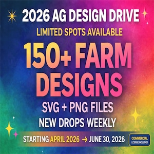 2026 AG Design Drive: 150+ Farm & Show Cattle SVG PNG (Commercial Use)