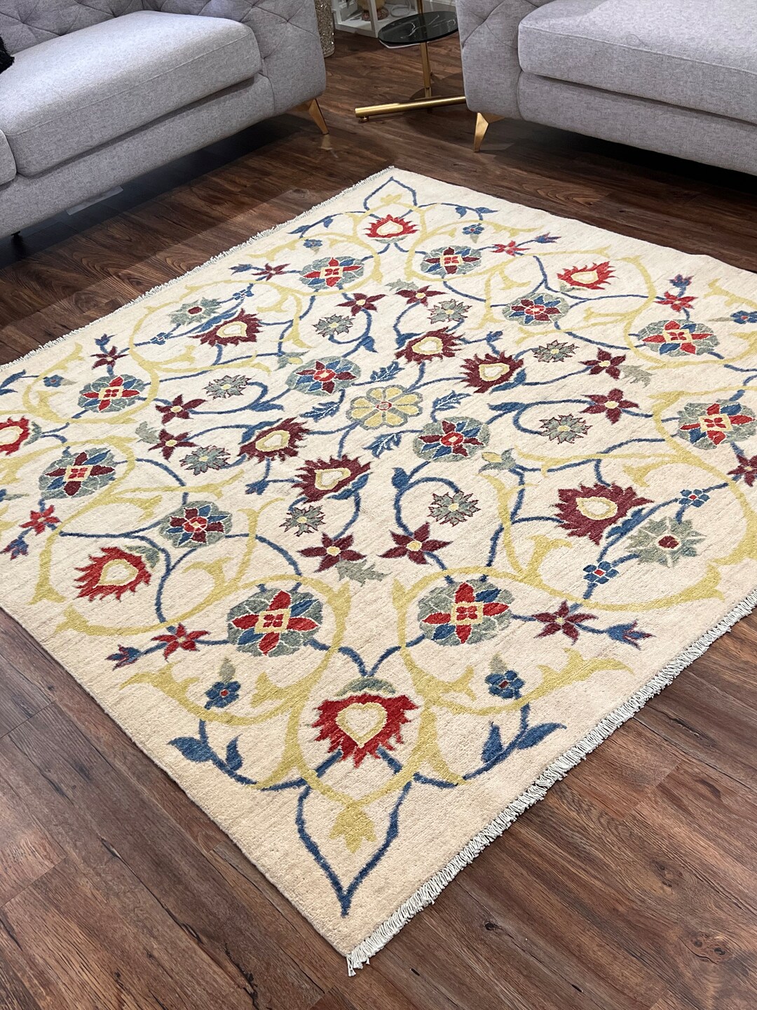 Handmade 6x6ft Persian Design Area Rug Multicolor Rug, Turkish Rug