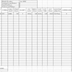 Basic Options Trading Journal