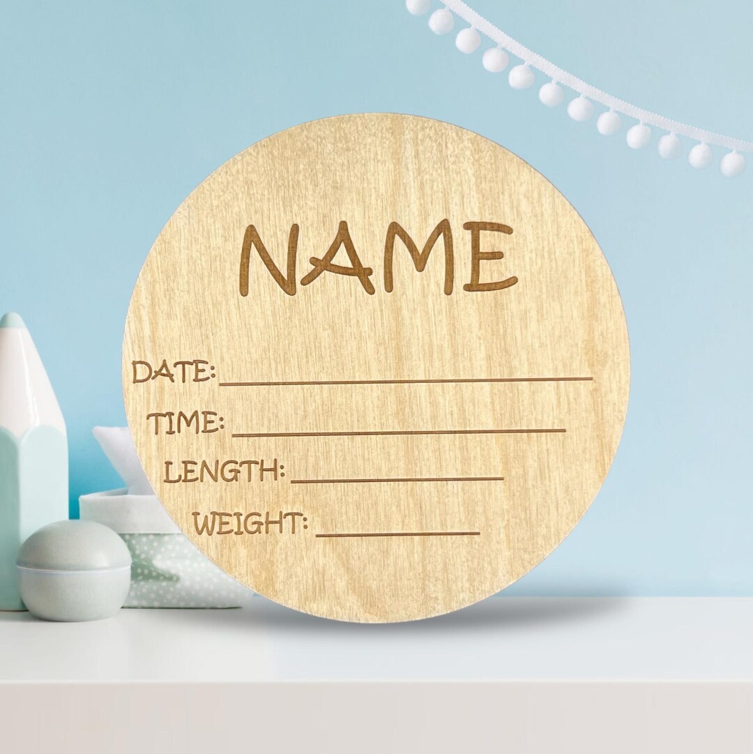 Baby Name Rounds Personalized Wooden Baby Name Round | Custom Birth Stats Sign | Newborn ...