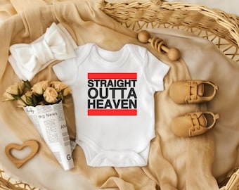 Baby Bodysuit Straight Outta Heaven Onesie Vintage Funny Hip Hop Baby Shower Gift Baby Boy Girl Christian Children Clothing