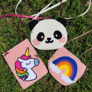 Regenbogen Punch Needle Canvas Tasche, Regenbogen Tasche, Kindertasche, Geburtstag, Kindertasche, Weihnachtsgeschenk, Geburtstagsgeschenk