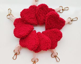 Handmade Heart Keychain, Cute Gift, Bag Ornament, Valentine's Day, Anniversaries Loved Ones, Punch Needle Keychain, Tufted Keyring, Love Key