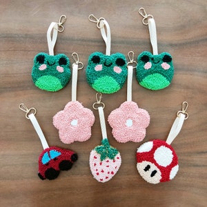 Punch Needle Keychain: Handmade Tufted Bag Charm - Etsy