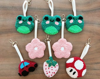 Punch Needle Keychain: Handmade Tufted Bag Charm