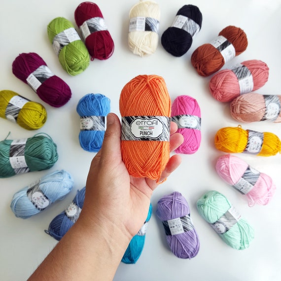 Yarn Set Punch Needle, Etrofil Micro Acrylic Yarn Pack, Amigurumi Thread, Emroidery Yarn Set, Punch Thread, Tufting Yarn, Yarn Pack 5 Pcs