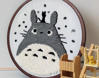 Adorno de pared con aguja perforadora de Totoro: decoración hecha a mano con mechones