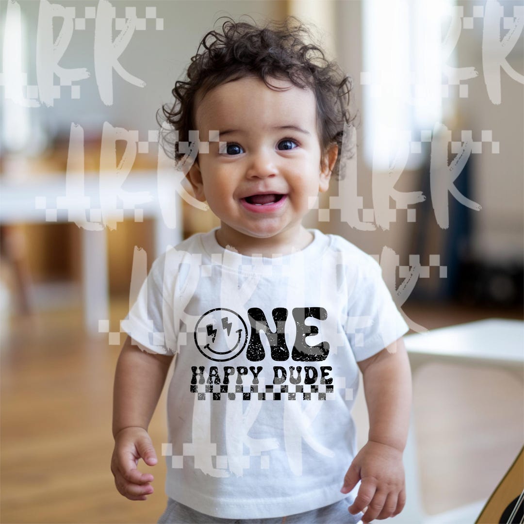 Retro One Happy Dude PNG SVG, First Birthday Design (digital Download ...