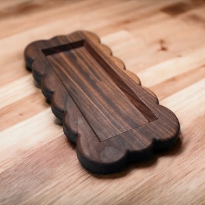 Scalloped Edge Catch-All Tray -  solid Black Walnut