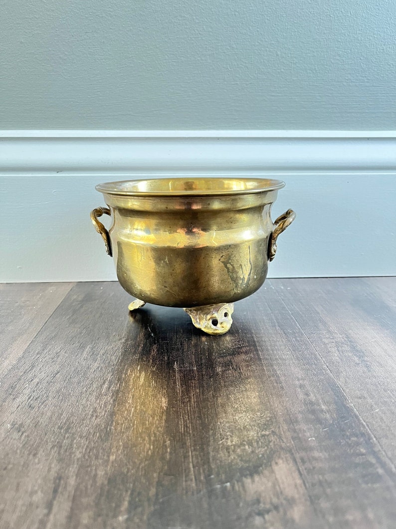 Vintage Brass Bowl With Legs Etsy