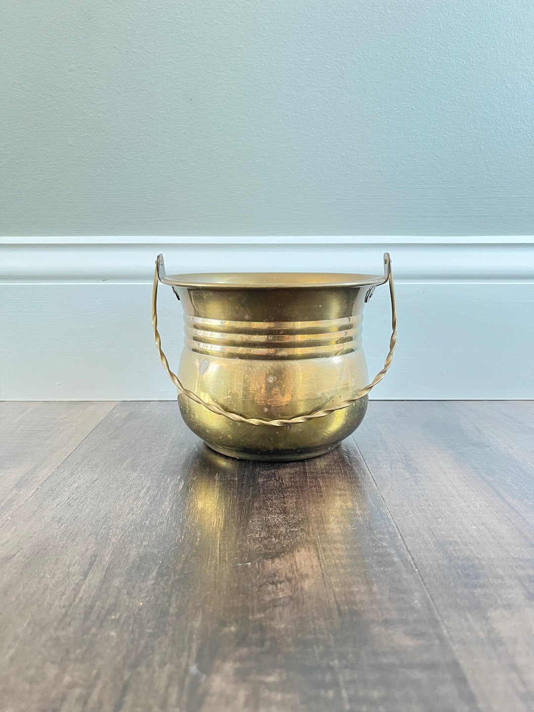 Vintage Brass Bowl With Handle Etsy