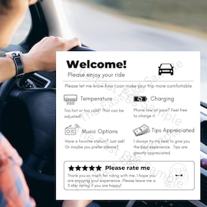 Uber Lyft Taxi Rideshare Sign Printable | Editable Sign | Uber tip sign | Lyft tip sign | Taxi tip sign | Printable sign | Girl V2