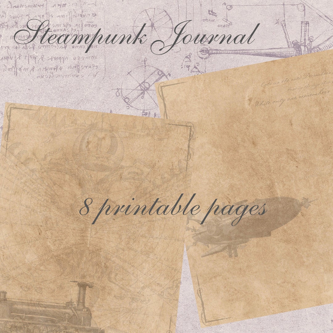 Steampunk Drawings Printable Notes Pages | Diary Journal Pages ...