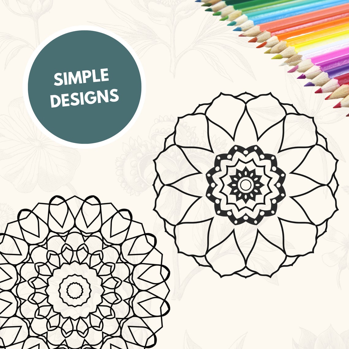Printable Mandala Adult Coloring Pages Floral Mandala Easy Coloring