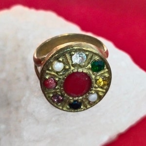 God Of Wealth Magic Become Rich Attract Money Pagan Ring | Most Powerful & Divine | Handmade Round Multicolor Gemstone Ring