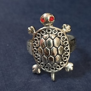 A++ Extreme Most Powerful Trisakti Rudraksha Tortise Ring / White Magic Ring