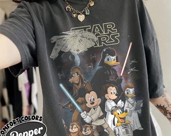 Disney Star Wars png, retro Mickey en vrienden Jedi png, outfit voor familievakantie, sci-fi cartoon grafische png, cadeau voor Disney-fans