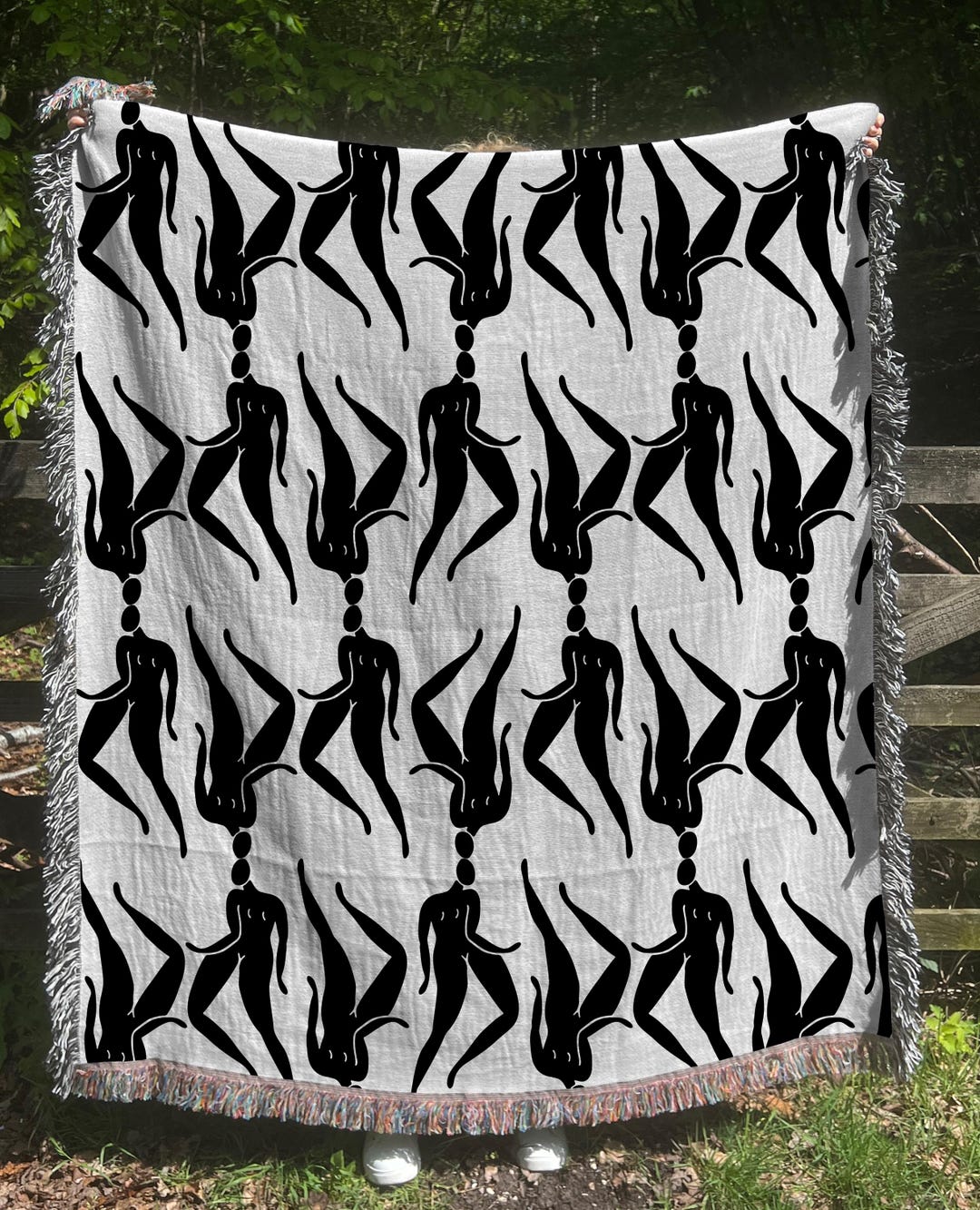 Black and White Blanket, Stick Figure Blanket, People Blanket