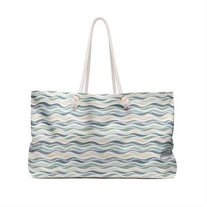 Large Beach Tote Bag, Coastal Summer Tote, Oversized Pool Bag, Nautical Wave Tote, Weekender Beach Vacation Bag, Ocean Inspired Carryall image 4