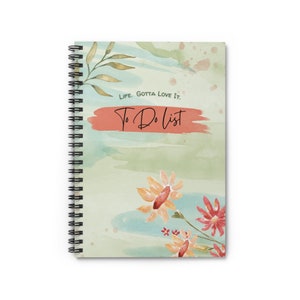 Spiral Notebook, Work From Home To Do List Notebook, 6x8 Notebook, Journal and Notebooks, Spiral Bound Journal, Watercolor Notebook