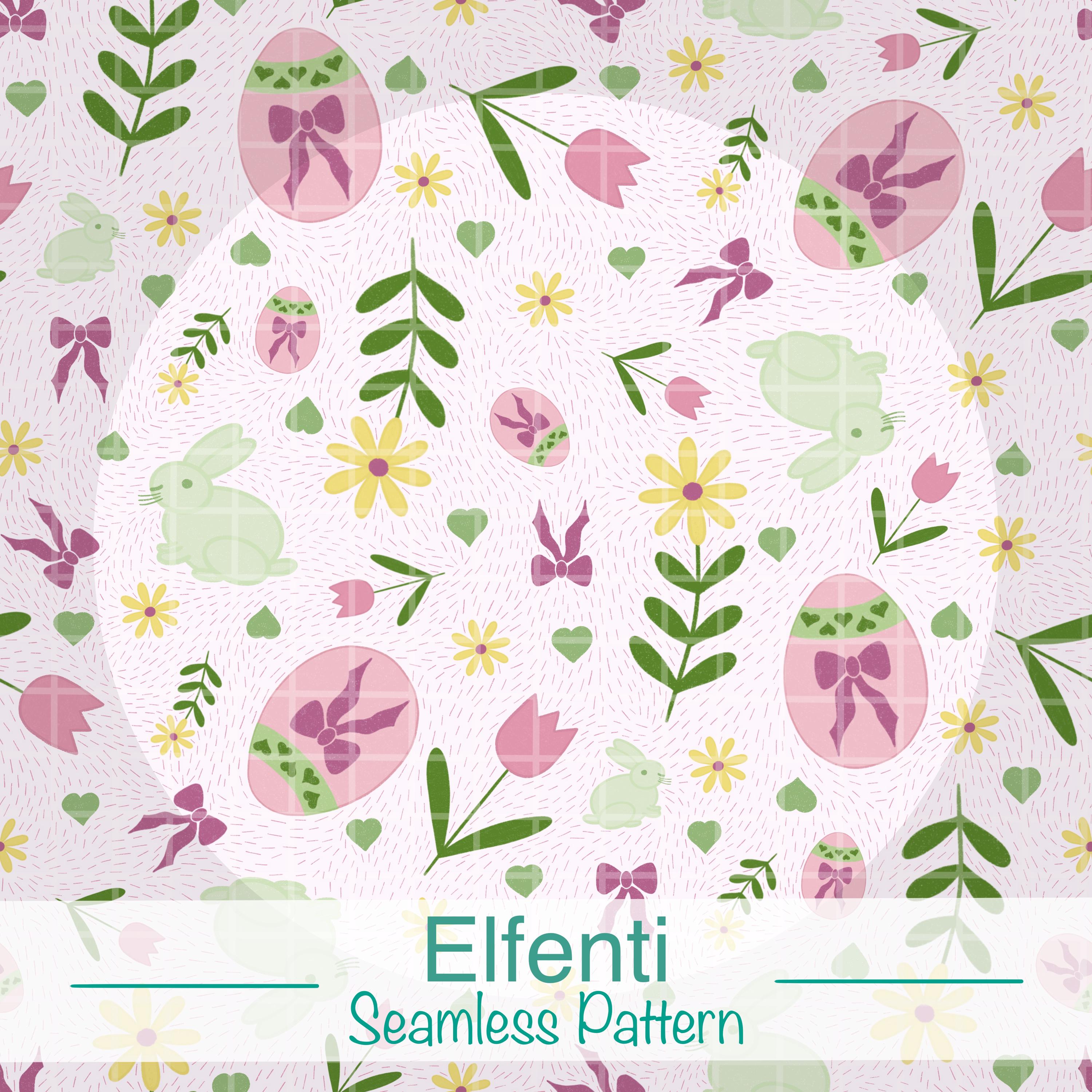 Easter Seamless Pattern Digital Download, Spring Bunny Tulip Egg Repeat ...