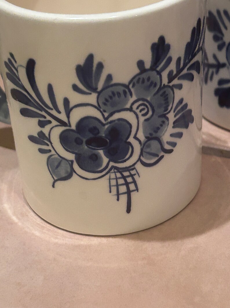 Delft Blue Vintage Elephant Mugs, Hand Painted With Trunk Handle Set of ...