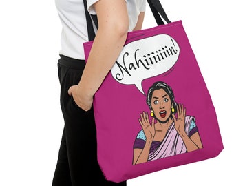 Funny Desi Tote | Indian Woman Beach Bag, Desi Novelty Handbag, South Asian Weekender, India Pakistan Souvenir Gift