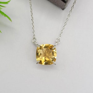 Natural Citrine Necklace-Elegant Citrine Pendant-Gold Citrine Jewelry-Sterling Silver Pendant-November Birthstone Gift-Birthday Gift For Her