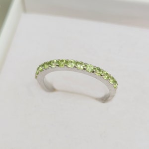 Peridot Eternity Band Ring: Sterling Silver August Birthstone