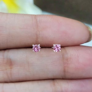 Minimalist Tourmaline Earrings-Pink Gemstone Studs-October Birthstone Gift-Delicate Tourmaline Earrings-Everyday Simple Earrings-Prong studs