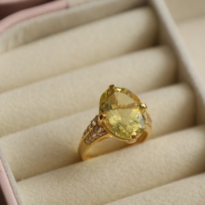 Lemon Quartz Cocktail Ring: 14K Gold Vermeil, Sterling Silver