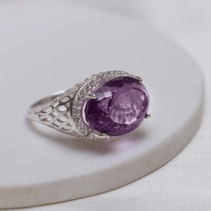 Handcrafted Amethyst & Sterling Silver Art Deco Ring