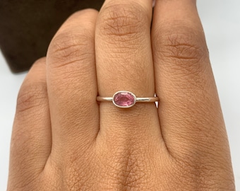 Pink Tourmaline Sterling Silver Ring: October Birthstone, Handmade