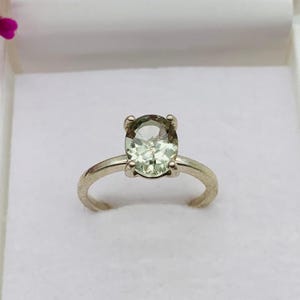 Natural Green Prasiolite Silver Ring-Prasiolite Engagement Ring For Her-Green Birthstone Ring-Prasiolite Gemstone Ring-Engagement Gift