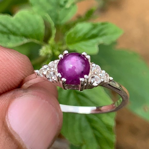 Unique Star Ruby Ring-pink Gemstone Ring-wedding Gift Ring-party