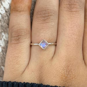 Natural Rainbow Moonstone Ring-June Birthstone Ring-Meditation Ring-Handmade Sterling Silver Ring
